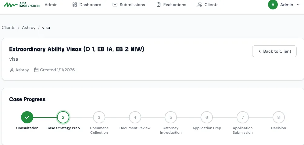 Eight-stage case progress tracking